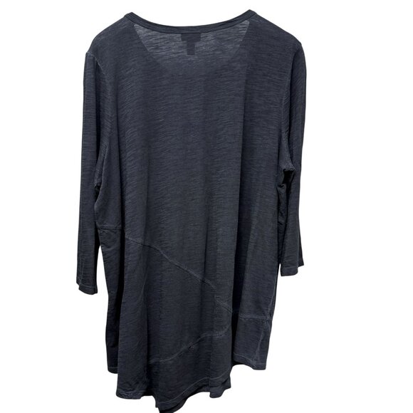 LOGO Lori Goldstein Henley Tee Plus Size 1X Gray Womens Tunic Top 3/4 Sleeve NWT - Picture 6 of 10